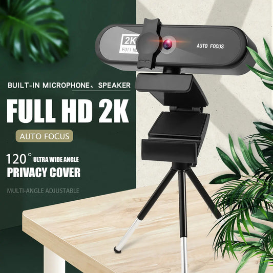 2K Full HD Autofocus 5MP Webcam with Noise-Canceling Mics Mini Web Camera With stand for Streaming Laptop Desktop PC Live Video