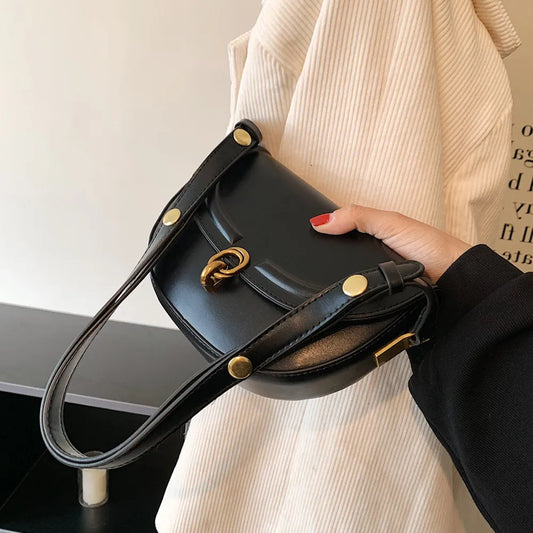 Hifashion Saddle Small Underarm Shoulder Bags For Women 2024 Trend Designer Crossbody Bags PU Leather Ladies Handbags And Purses