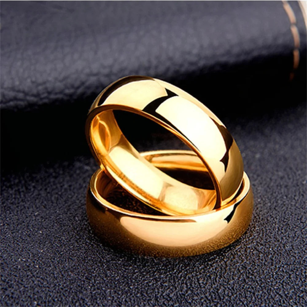 10Pcs/Lot Fashion Simple Flat Spherical Ring For Men Women Gold Silver Black Color Jewelry Anniversary Party Gift