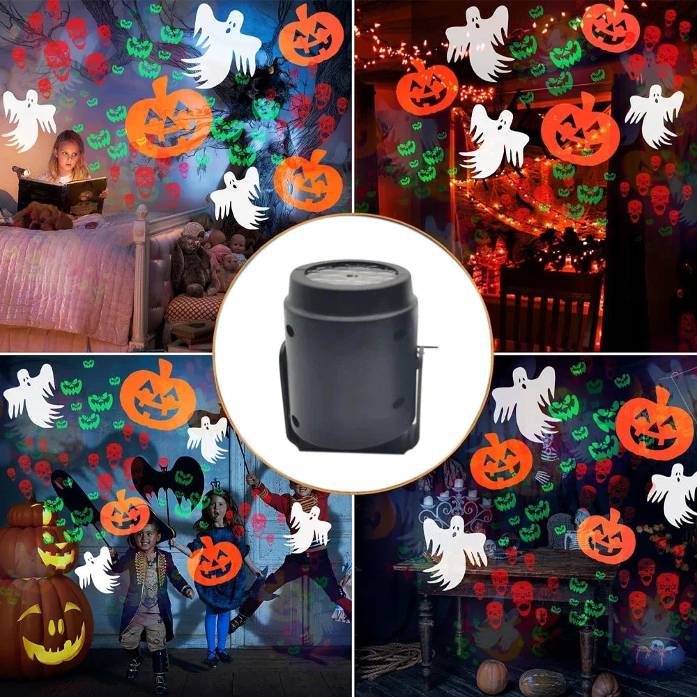 Halloween Decoration Projector Light, USB Power, Pumpkin Spider Bat Dynamic Pattens Projector Night Light for Halloween Party