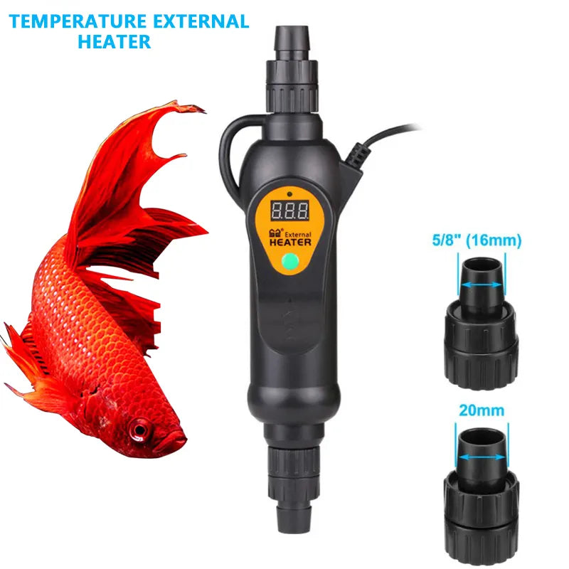 Aquarium Fish Tank Adjustable Temperature External Heater LED Digital Adjustable Heating Rod Constant Temperature Control Temp