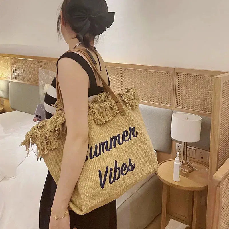 Canvas Women Handbags Large Tote Beach Bag Shopping Bags Underarm Shoulder Bag For Female Casual Canvas Beach Bags