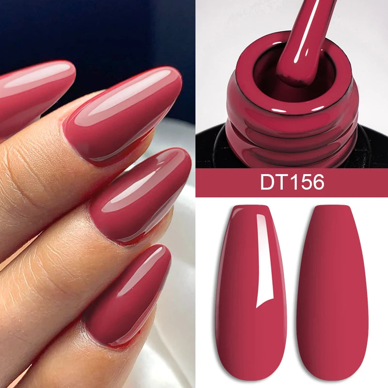 MEET ACROSS 7ml Dark Red Gel Nail Polish Nail Art Gel Burgundy Aunt Red Winter Semi-Permanent Long-Lasting Varnish Manicure