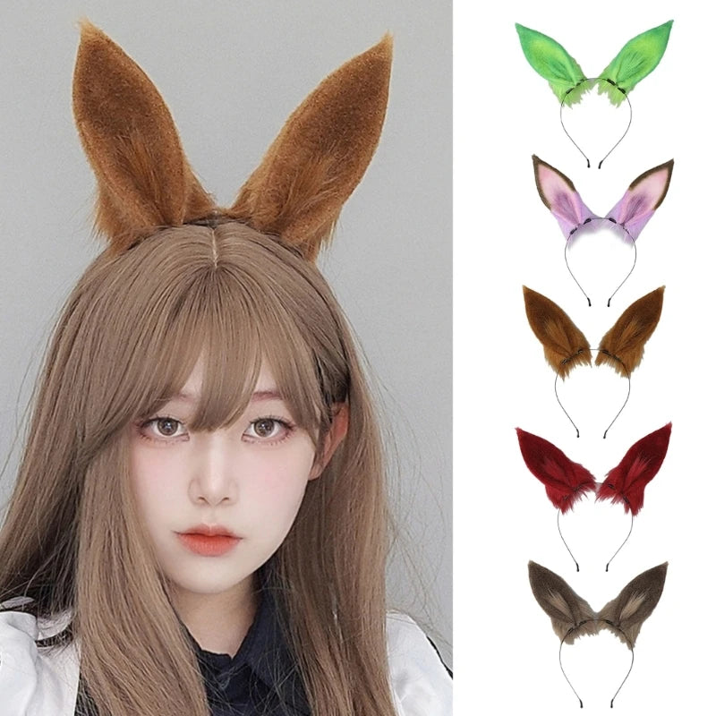 Handmade Cat Faux Fur Ears Headband Solid Color Fluffy Plush Animal Hair Hoop Anime Dress Party Cosplay Costume Hair Accessories