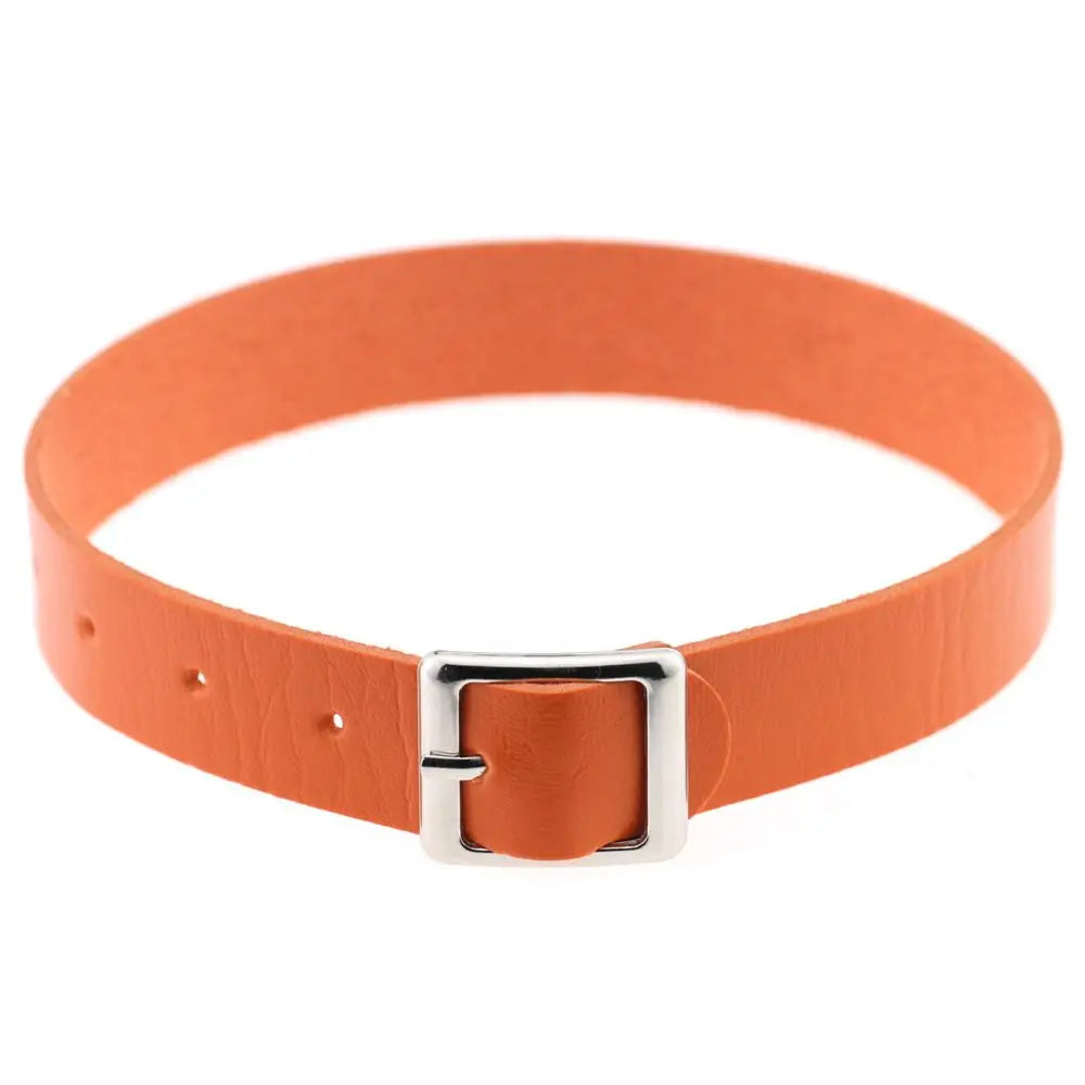 Fashion Gothic Punk Collar Necklace PU Leather Choker Necklace Buckle Collar