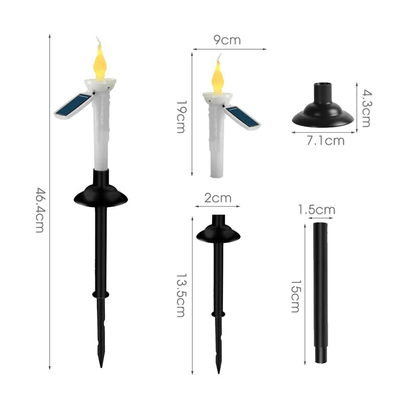 Solar Dual-purpose Candle Light with Candlesticks Holders Waterproof LED Solar Lamp for Outdoor Garden Lawn Pathway Decoration