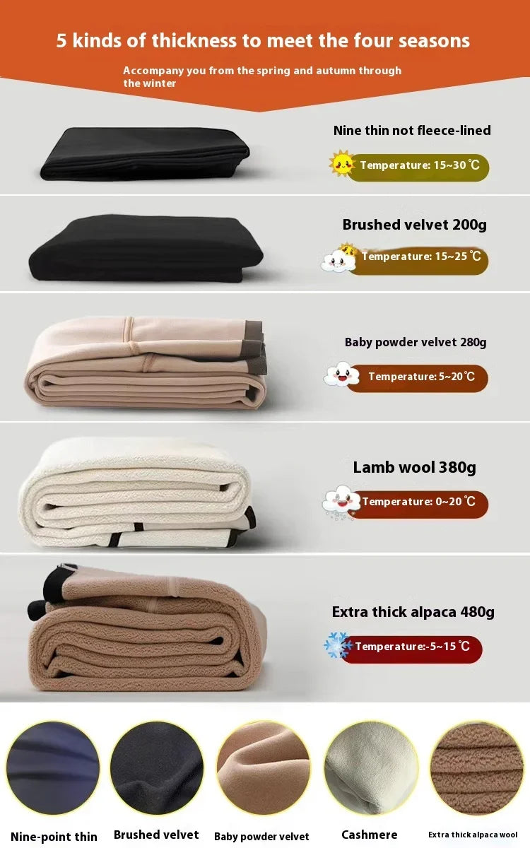 Women's Autumn Winter Thickened Alpaca Velvet Black Shark Leggings High Waist Slim Seamless Fleece Warm Leggings