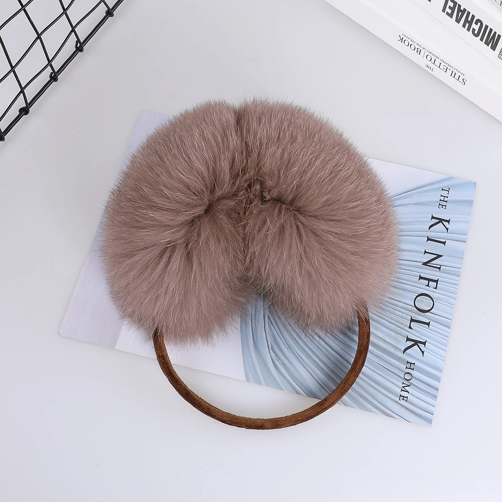 Full Piece 100% Real Fox Fur Women's Winter Earmuffs Ear Warmer Ear Protection Girl's Ear Muffs Headwear