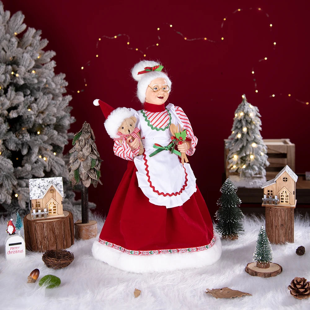 Santa Claus Granny Doll 50cm Standing Santa Claus Ornament Christmas Scene Doll Decoration 2024 Christmas Gift For Children