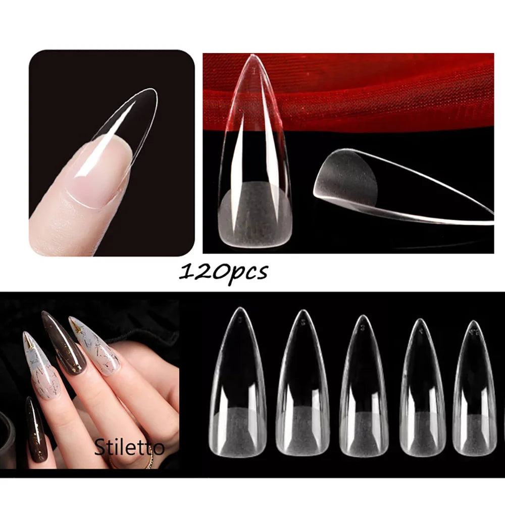 120pcs/bag Matte Press On Nail Tips Soft Full Cover False Nails Oval Almond Sculpted Fake Nail