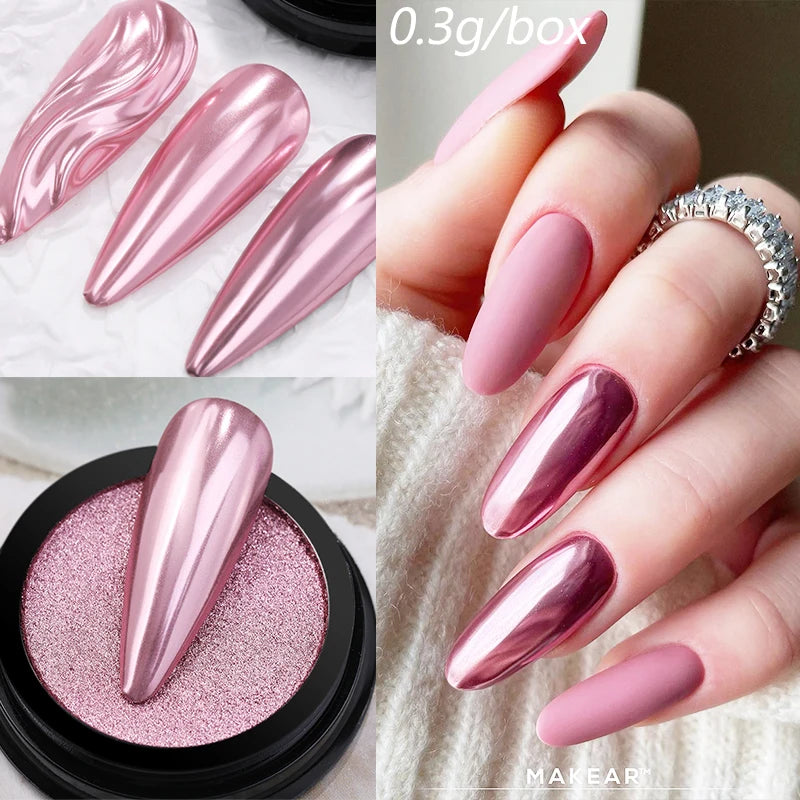 NICOLE DIARY Nail Powder Pigment Pearl White Rubbing on Nail Art Glitter Dust Chrome Aurora Manicure  Decoration DIY