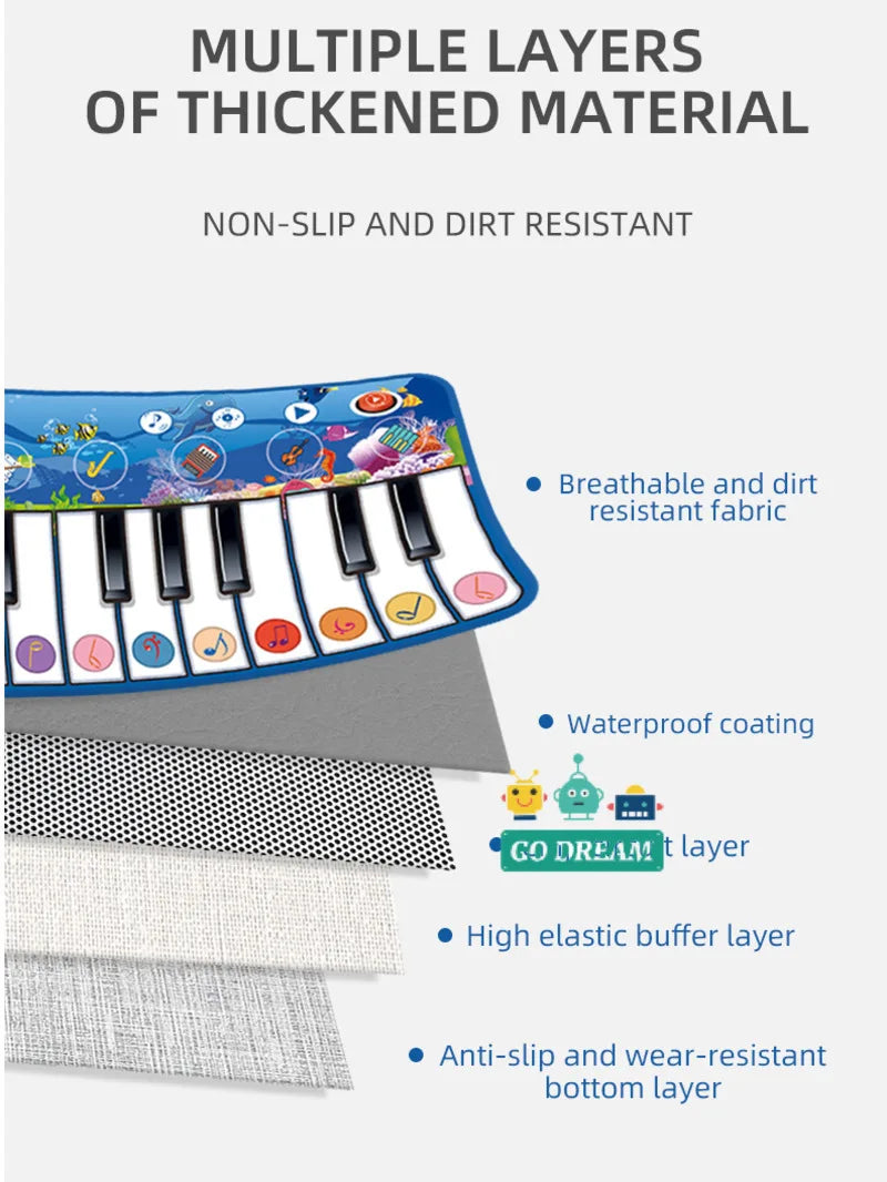 148x40CM Multifunctional Musical Piano Mat For Kids Toddlers Floor Keyboard Dance Mat Baby Early Educational Toys Girls Gifts