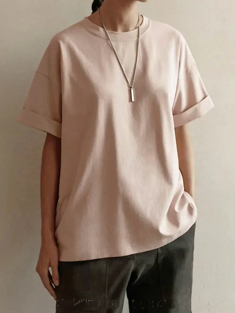 Summer Women's T-shirt Short Sleeve 100 % Cotton Oversized T-shirts Loose Casual O Neck Solid Blue Orange Tees Clothes for Women
