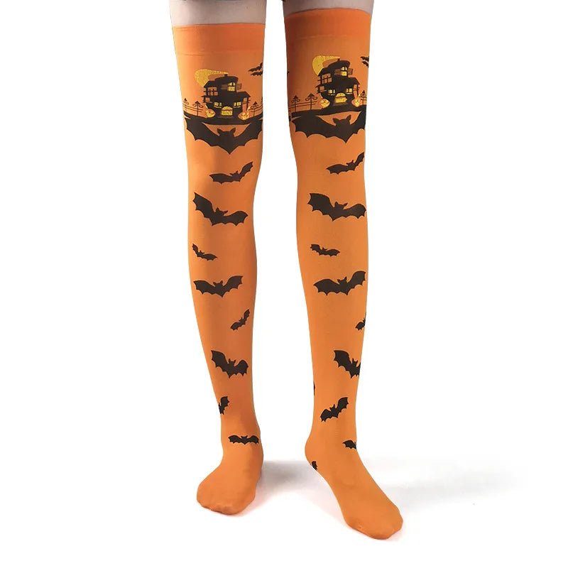 Halloween Cosplay Stockings For Women Halloween Costumes Lolita Over Knee Socks Female Printed Long Socks Clothing Accessories