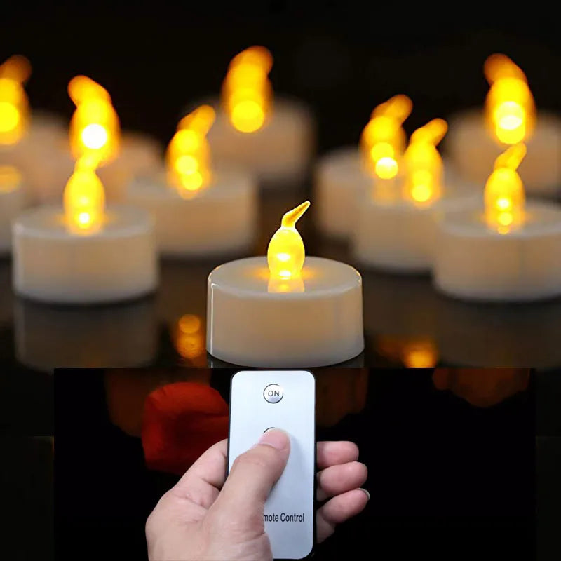 Flameless Tea Lights LED Candles with Remote Control Battery Operated Electronics Tealights for Wedding Home Christmas Decors