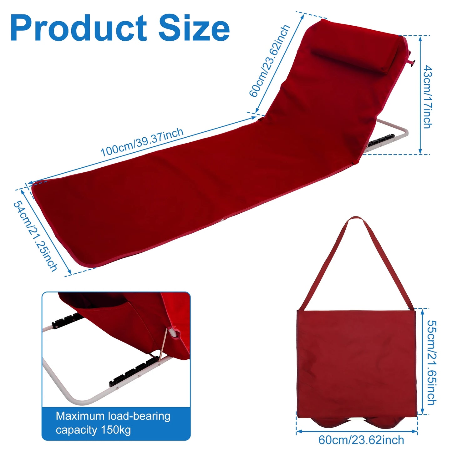 Beach Mat Lounge Chair Lightweight Beach Chair Portable Foldable Camping Chair Outdoor Garden Lazy Chair for Hiking Traveling