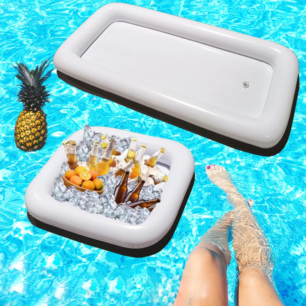 1pc Inflatable Ice Bar 62/125CM Water Inflatable Ice Bar Panel Pool Party Drinking Tray Ice Bucket Ergonomic Design Accessories