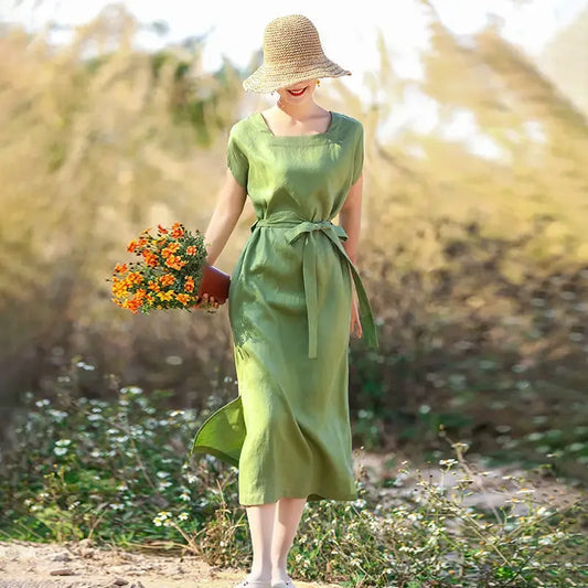 Midi Bandage Green Short Sleeve Female Dress Chic and Elegant Pretty on Promotion Sale Clearance Luxury A Line Women's Dresses