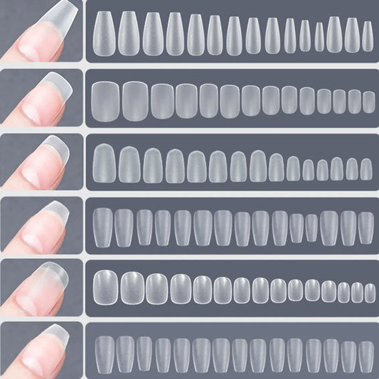 120pcs False Nails Transparent Press on Nails Coverage False Nails Tips Short T-shaped Water Drop Full Sticker For Nails