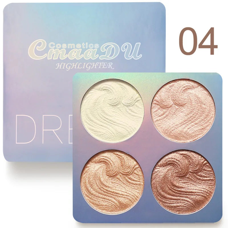 4Color Face Highlighter Palette Bronzer Contouring Highlight Powder Makeup Face Shimmer Shine High Lighter Iluminador Maquillaje