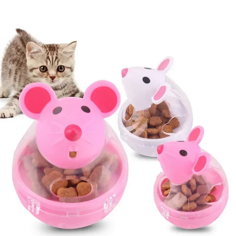 Food Leakage Tumbler Feeder Treat Ball Cute Little Mouse Toys Interactive Toy for Cat Food Slow Feeding Pet Toy Supplies