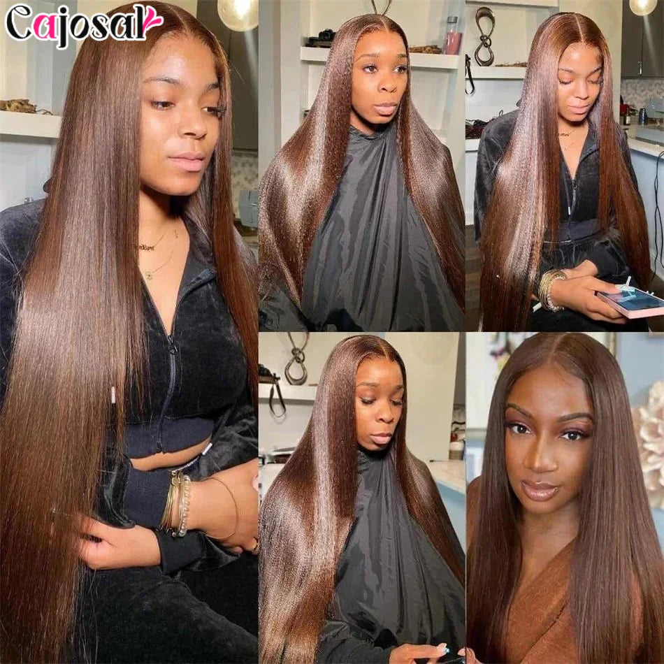 360 Full Hd Lace #4 Brown 200% 13x6 HD Lace Frontal 13x4 Front Wig for Women Straight Wave Remy Human Hair 4x4 Closure Wig Glue