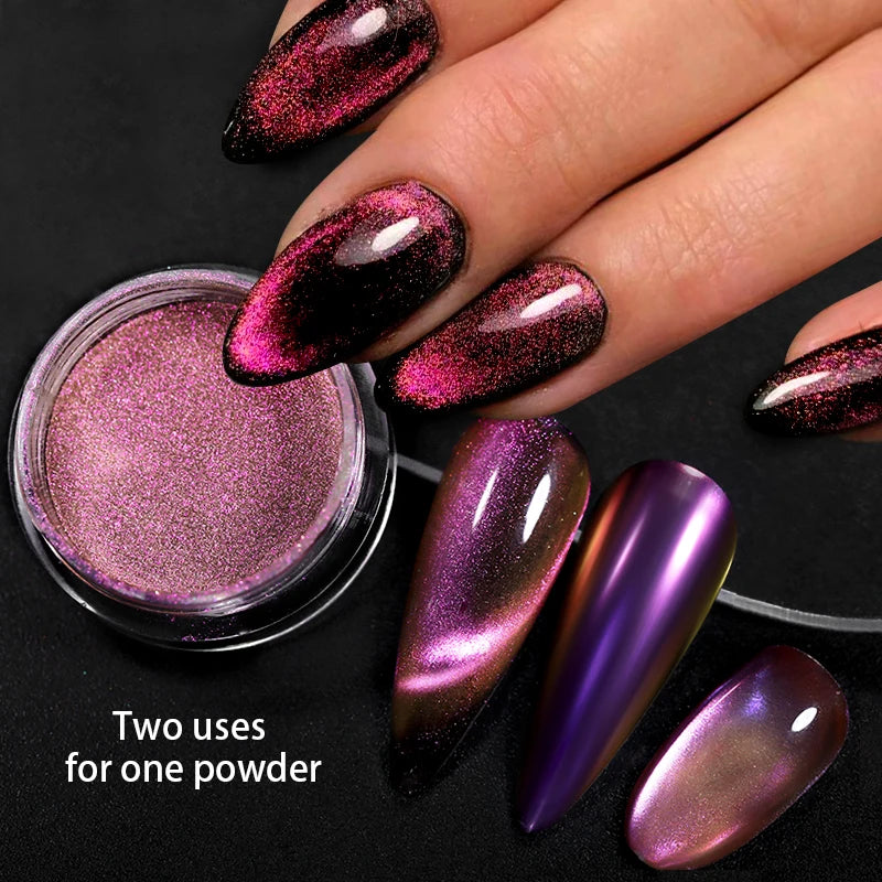 Reflective Magnetic Nail Powder Chameleon Glitter Dust Metallic Nail Art Chrome Shiny Pigment Supplies Nail Manicure Decorations