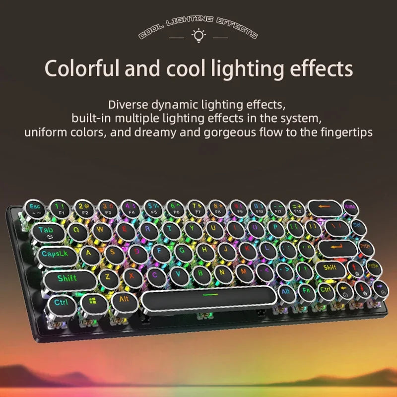 DK68 Punk Bluetooth Mechanical Keyboard,Wireless /Wired,Cool Lighting Effects,Hot-swappable, Supports PC, IPAD, IOS and Android