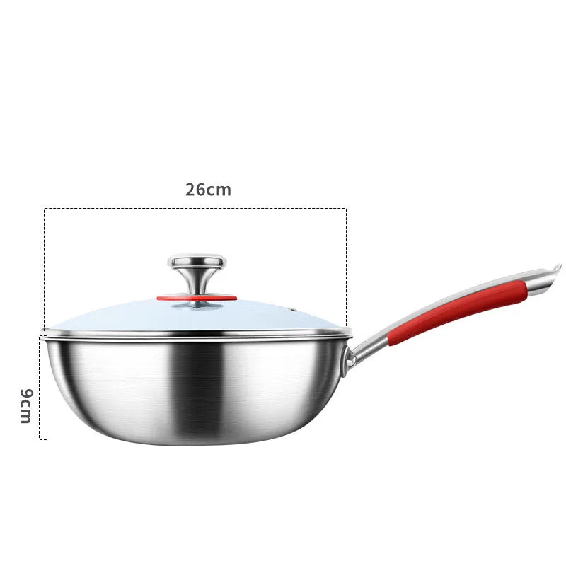 316 Stainless Steel Kitchen Quality Frying Pan Nonstick Pan Cooking Fried Steak Pot Electromagnetic Furnace General