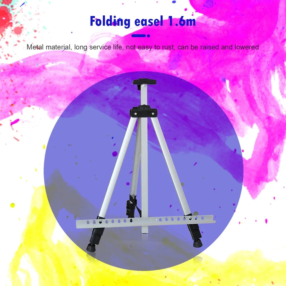 1.6m Tripod Display Rack Telescopic Folding Portable Travel Painting Easel Shelf