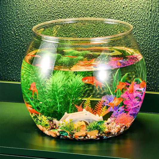 Goldfish Bowl Tank Round Decorations Pots Aquarium Home The Pet Plastic Micro Landscape Office Bubble Fish Bowl Vase Fish Tank