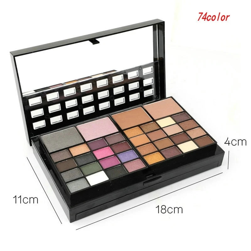 74-194 Colors Eyeshadow Makeup Palette Rainbow Color Tone Contouring Shadow Powder And Eyebrow Powder All In One Makeup Box Set