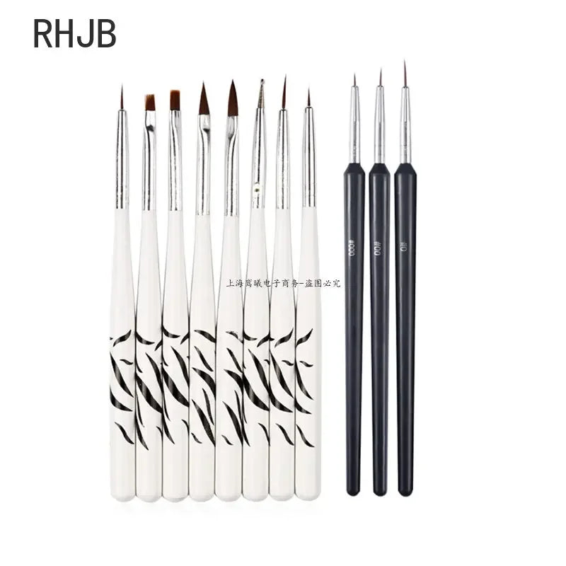 New 2025 Multiple nail art nail brush Design Tip Drawing Carving Dotting Nail Pen Builder Flat Liner Acrylic Gel Polish Manicure