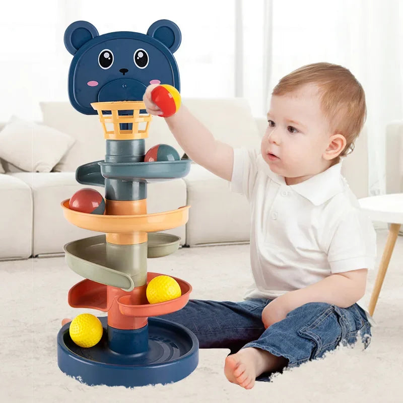 Baby Toy Montessori Rolling Ball Tower Montessori Educational Games For Babies Stacking Track Baby Education Toys Toddler Toys