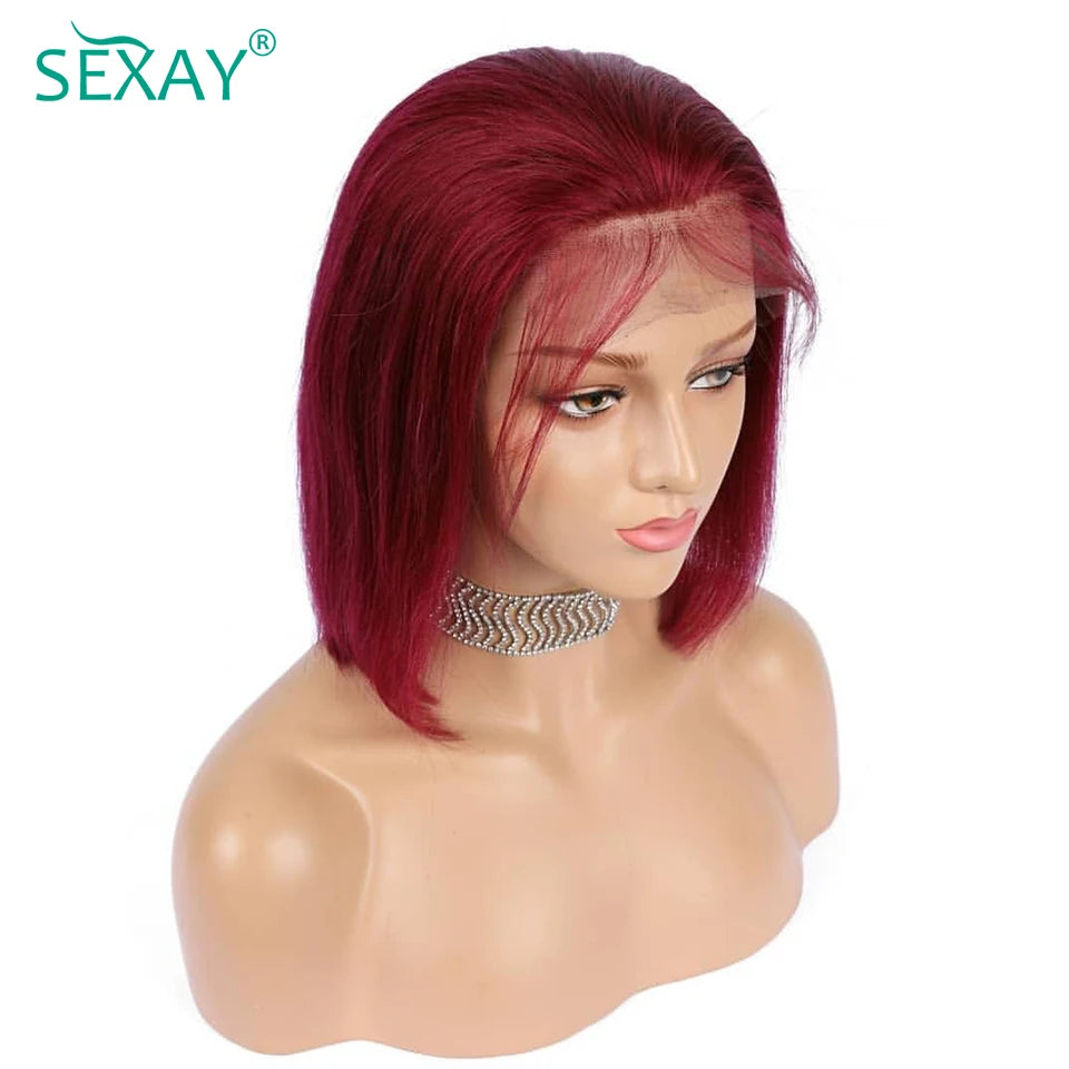 Hot Pink Short Bob Lace Front Wigs Brazilian Human Hair Wigs 13x4 HD Transparent Lace Frontal Wig Colored Double Drawn Bob Wig