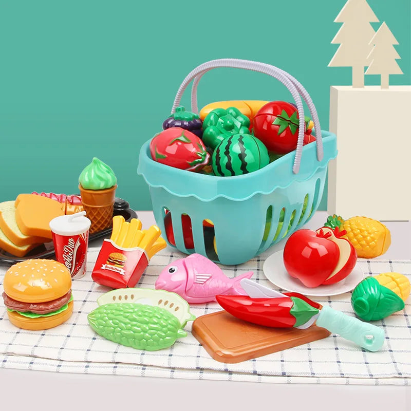 Kitchen Play House Toy Set Simulation Plastic Classic Fruit Vegetable Food Cutting Game Educational Kids Montessori Learning Toy