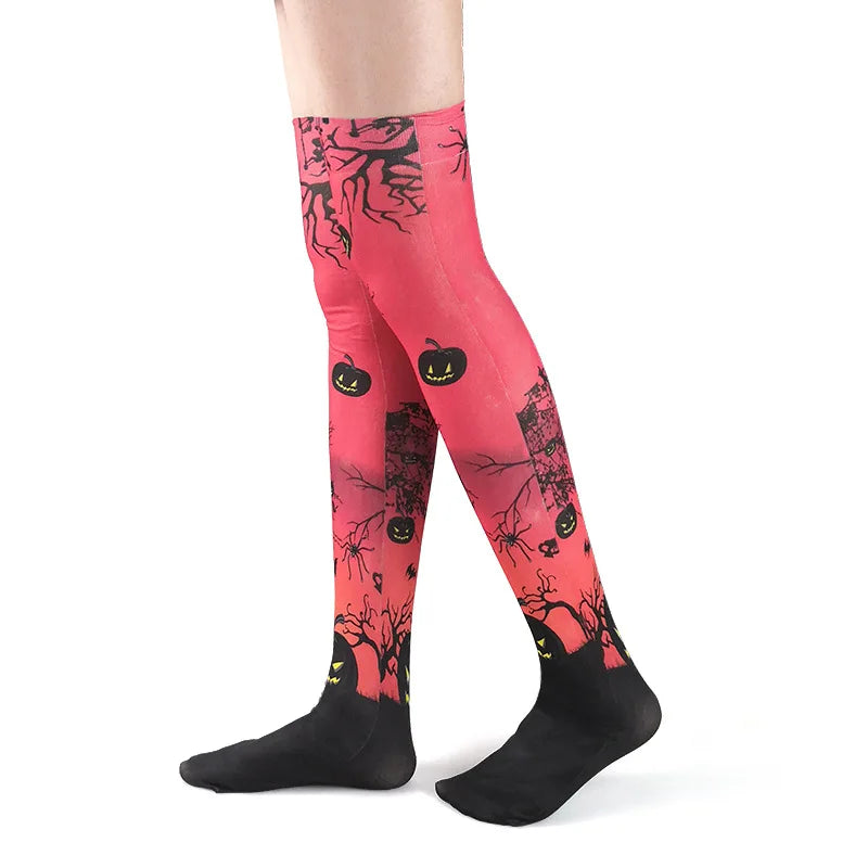 Halloween Cosplay Stockings For Women Halloween Costumes Lolita Over Knee Socks Female Printed Long Socks Clothing Accessories