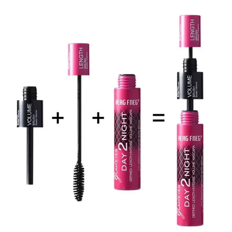 Black Curled Lashes 2-in-1 Mascara Lengthens And Volumising Eyelash Makeup Waterproof Quick Dry Eyelash Product Korean Comestics