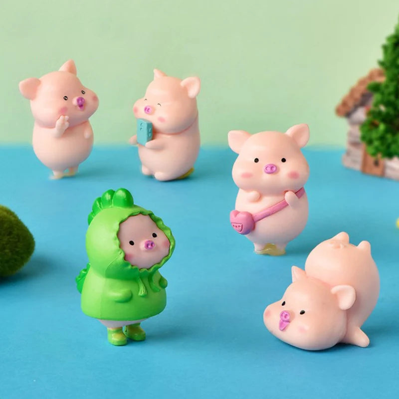 Mini Cute Pig Figurine Animal Model Moss Micro Landscape Home Decor Miniature Fairy Garden Decoration Accessories