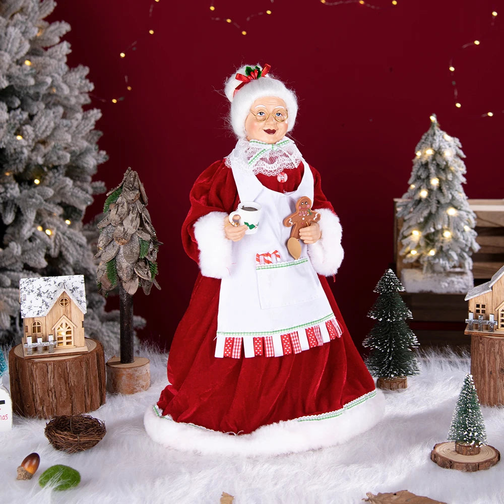 Santa Claus Granny Doll 50cm Standing Santa Claus Ornament Christmas Scene Doll Decoration 2024 Christmas Gift For Children