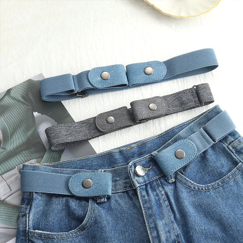 Newest Belt Adjustable Stretch Elastic Waist Band Invisible Buckle-Free Belts Women Men Jean Pants Dress No Buckle Easy To Wear