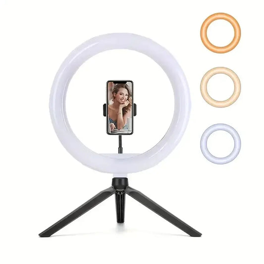 Desk Ring Fill Light 26cm Dimmable LED Ring Light with Tripod Stand Angle Adjustable USB Interface for Video Live Stream Makeup