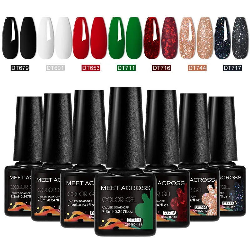 7pcs Gel Nail Polish Set For All Season 7.3ml Semi Permanent UV Gel Varnish Long Lasting Manicure Kit Soak Off Nail Supplies DIY