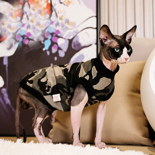 Camouflage Pattern Pet Dress Sphynx Hairless Cat Clothes for Cat Devon Rex Conis Cat Costume Kitten Outfits Sphynx Cat Dress