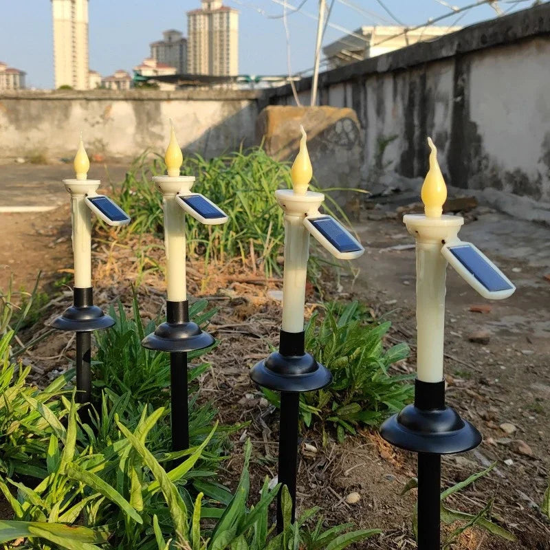 Solar Dual-purpose Candle Light with Candlesticks Holders Waterproof LED Solar Lamp for Outdoor Garden Lawn Pathway Decoration