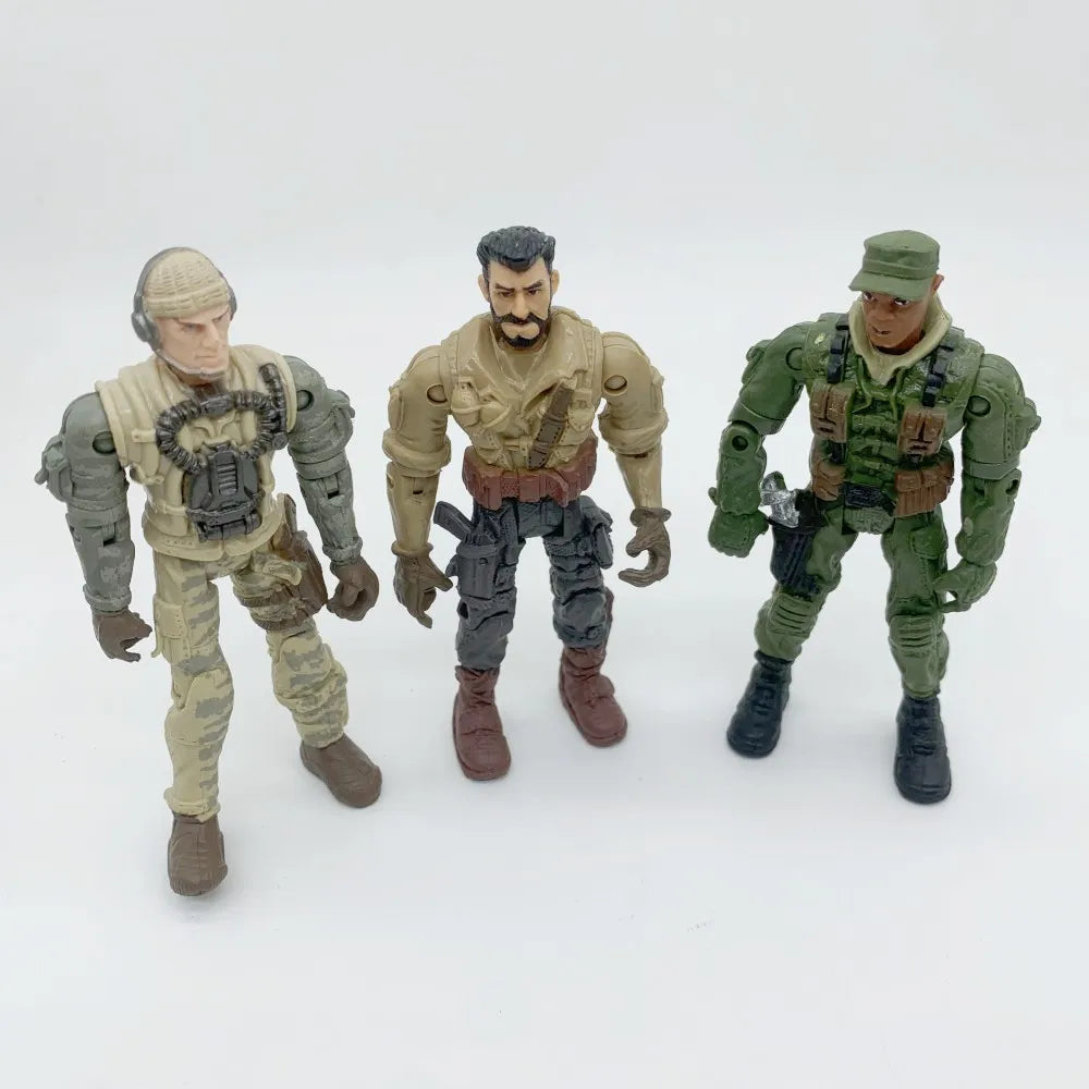 3pcs Warrior Elite Force 1:18 Military Action Figure Toys 10cm Movable Terrorist SWAT Team Figuras for Children Gift