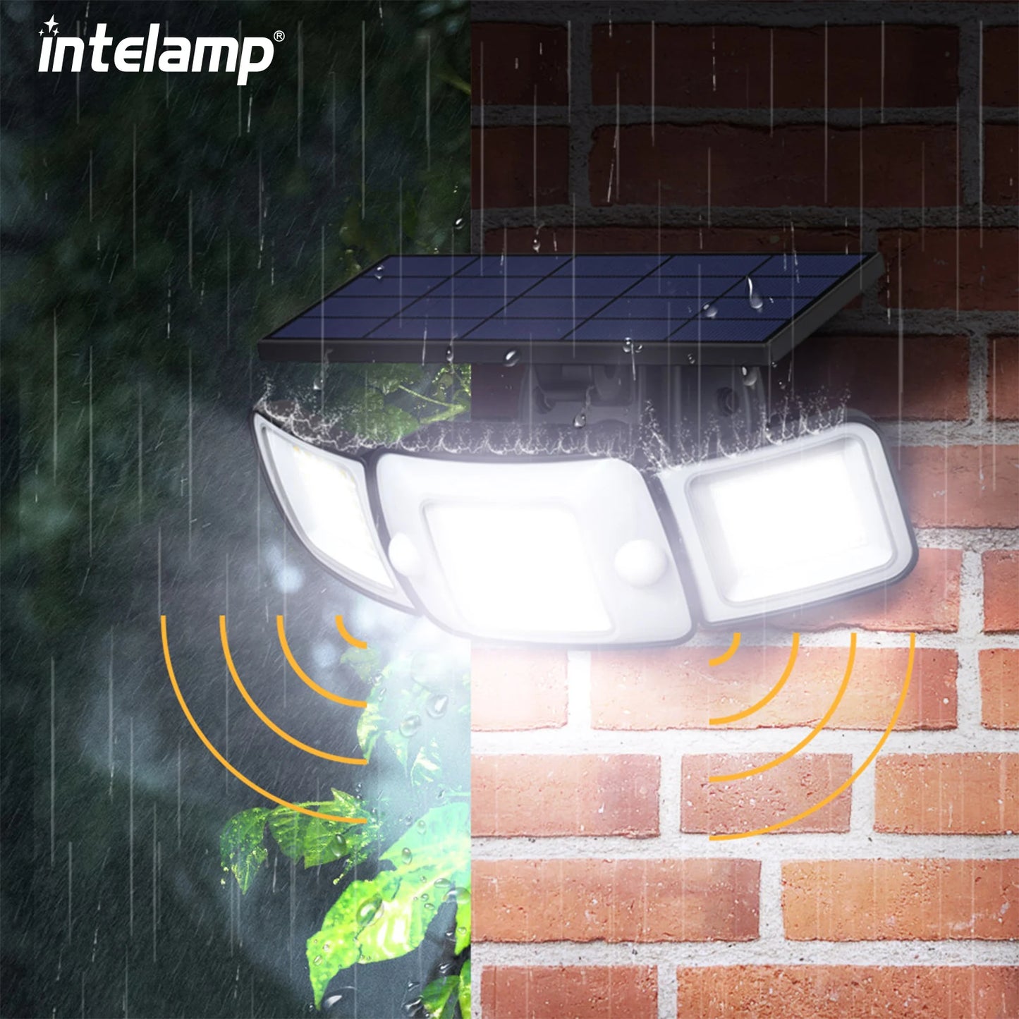 Intelamp Solar Outdoor Light Motion Sensor Waterproof Bright Wall Street Lamp For Garden Yard Path Garage Stairs Porch