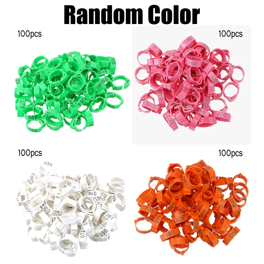 100Pcs/set Color Randomly Buckle Ring Foot Ring Leg Digital Label For Chicken Duck Pigeon Adjustable