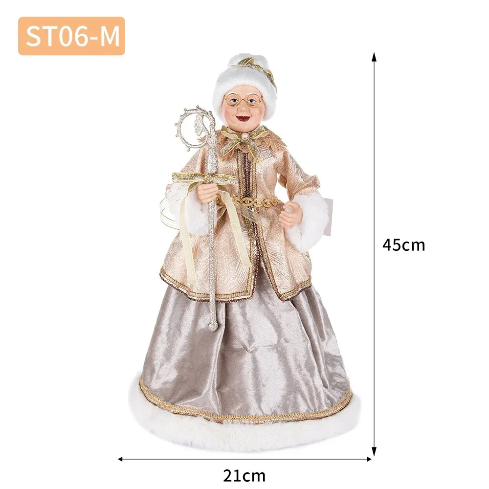Santa Claus Granny Doll 50cm Standing Santa Claus Ornament Christmas Scene Doll Decoration 2024 Christmas Gift For Children
