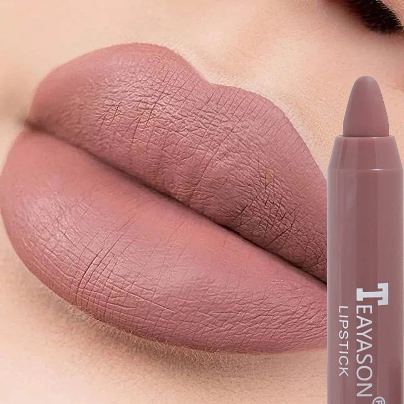 12 Colors Sexy Matte Lipstick Waterproof Long Lasting Color Rendering Non-stick Velvet Lips Liner Pencil Woman Makeup Cosmetics